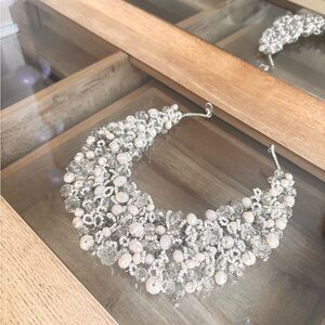 Elegant Silver and White Beaded Necklace